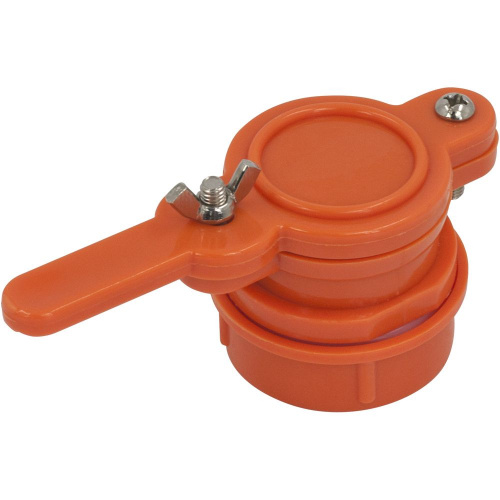 Кран для медогонки, пластиковый 2" (наружный диаметр резьбы 48 мм) оранжевый