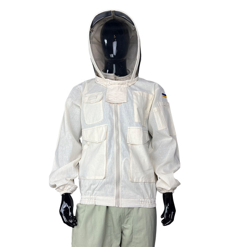 Куртка пчеловода на застежке со съемной маской Жало-стоп, низ на резинке, бязь